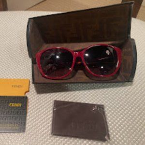 Fendi FS 4288 Logo Cat Eye Sunglasses Burgundy and black